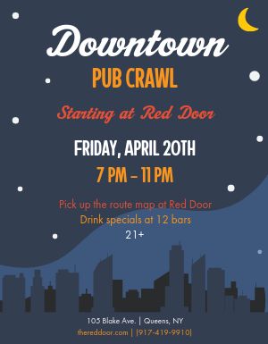 Downtown Pub Crawl Flyer