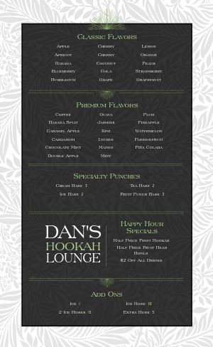 Premium Hookah Menu