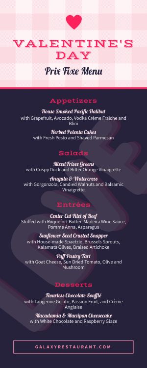 Plaid Valentine's Day Half Page Menu