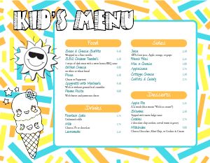 Sunny Kids Menu