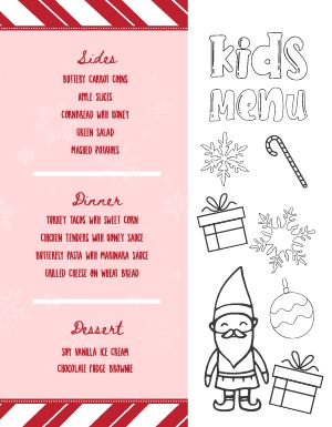 Candy Cane Kids Menu