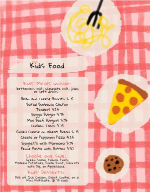 Colorful Pizza Kids Menu