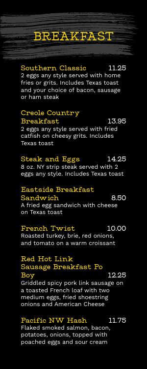 Soul Food Breakfast Half Page Menu