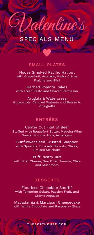 Valentine's Day Specials Half Page Menu