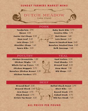 Meat Farmstand Menu Poster