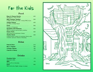 Treehouse Kids Menu