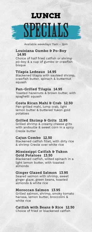 Classic Seafood Half Page Menu