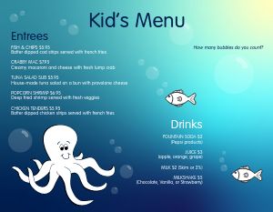 Ocean Kids Menu