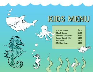 Underwater Kids Menu