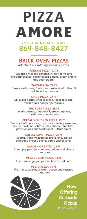 Pizza Modern Lite Takeout Menu