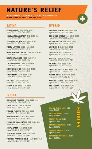 Healing Dispensary Menu