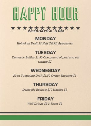 Happy Hour Tabletop Menu