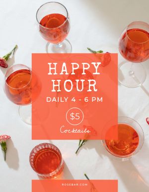 Simple Orange Happy Hour Flyer