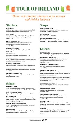 Irish Flag Menu