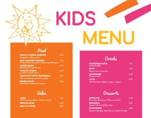 Castle Kids Menu