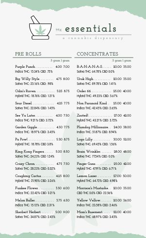 Custom Dispensary Menu