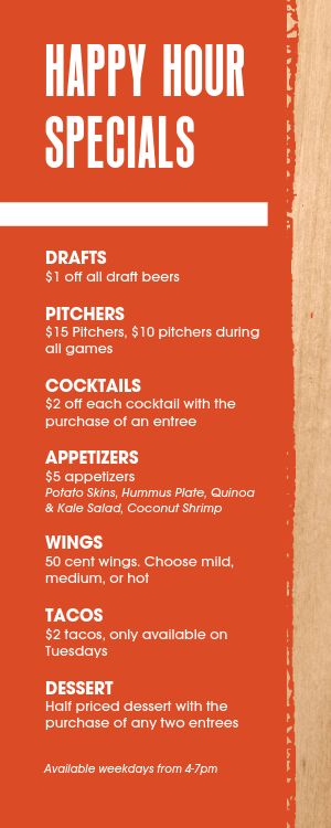 Modern Sports Bar Half Page Menu