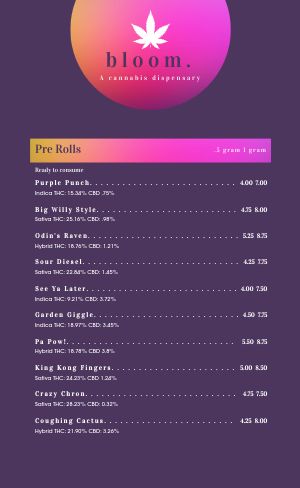 Gradient Dispensary Menu