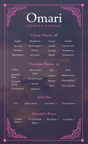 Modern Hookah Menu