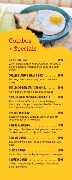 Sunny Waffle Breakfast Half Page Menu