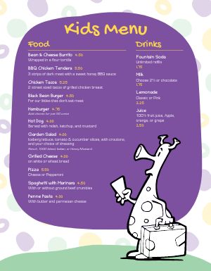 Purple Kids Menu