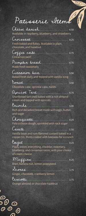 Chalkboard Coffeehouse Half Page Menu