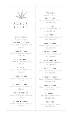 Printable Dispensary Menu