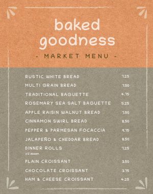 Example Farmers Market Menu Poster