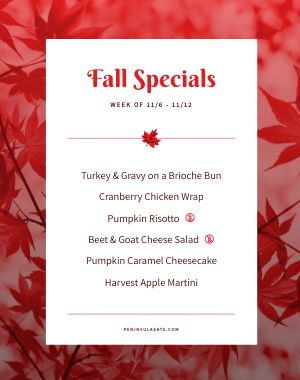 Red Fall Specials Sandwich Board