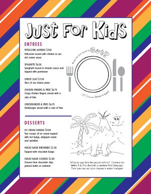 Rainbow Kids Menu