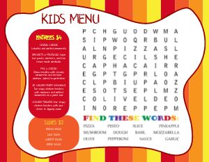 Word Find Kids Menu