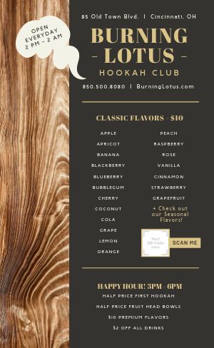 Smoke Hookah Menu