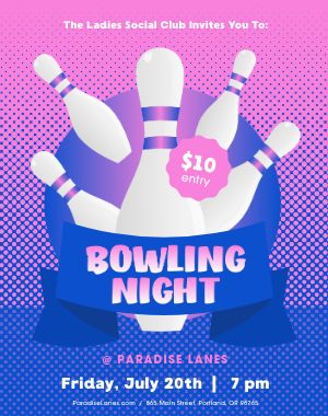 Pink Bowling Night Poster