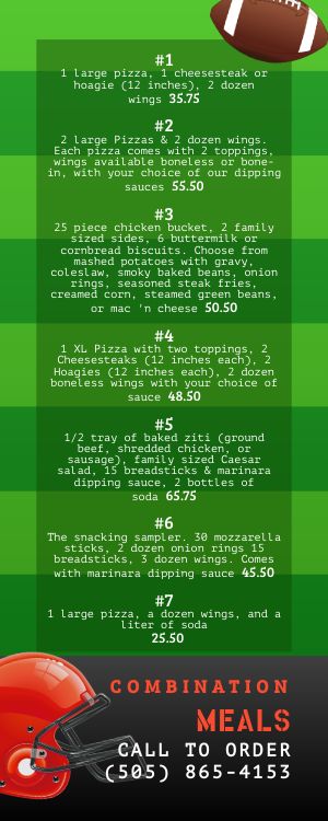 Football Game Half Page Specials Menu