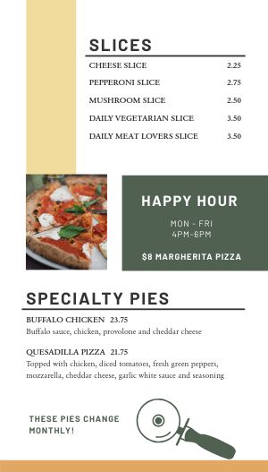 Handcrafted Pizza Tall Digital Menu Board