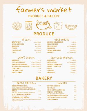 Farmers Market Menu Poster