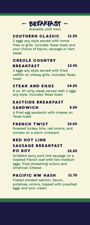 Breakfast Half Sheet Menu