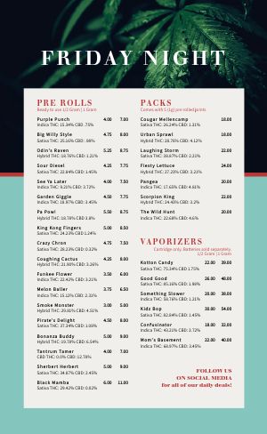 Elegant Dispensary Menu