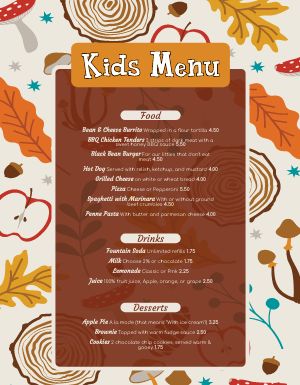 Autumnal Kids Menu