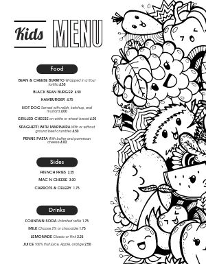 Fruity Kids Menu