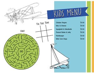 Adventure Kids Menu