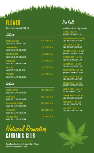 Grassy Dispensary Menu