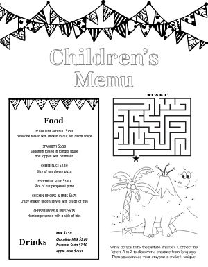 Coloring In Kids Menu