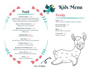 Healthy Kids Menu