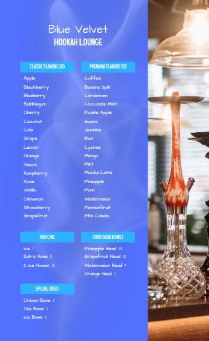 Editable Hookah Menu