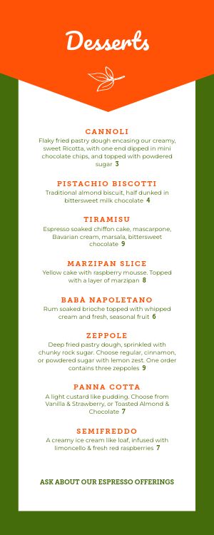 Classic Italian Bistro Half Page Menu