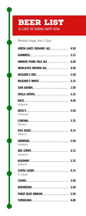 Conservative Green Pizza Half Page Menu