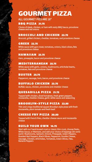 Textured Marble Pizza Tall Digital Menu Board