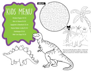 Jurassic Kids Menu