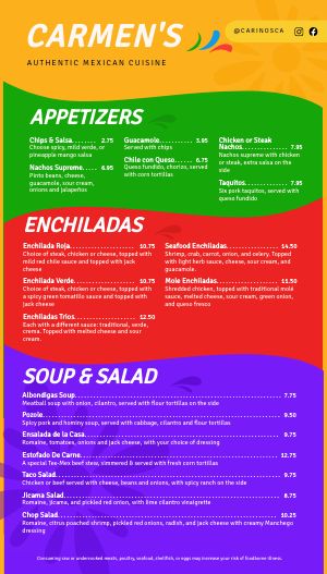 Colorfully Loud Mexican Digital Menu